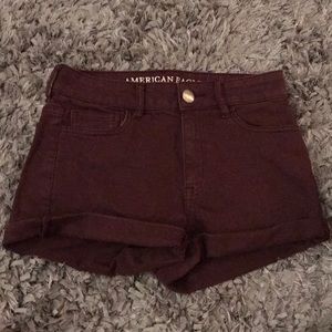 American Eagle maroon jean shorts